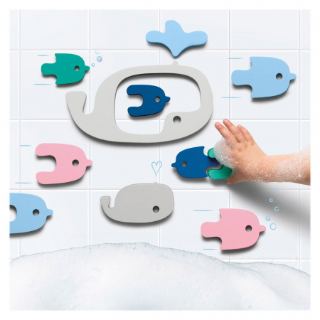 Puzzle de baie, set 11 piese, Balene si pestisori, Quut Toys [3]