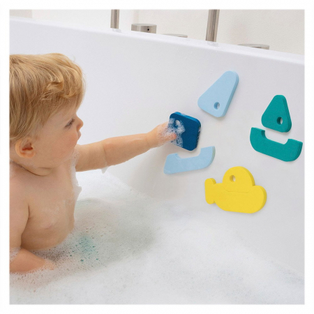 Puzzle de baie, set 8 piese, Barcute colorate, Quut Toys [1]