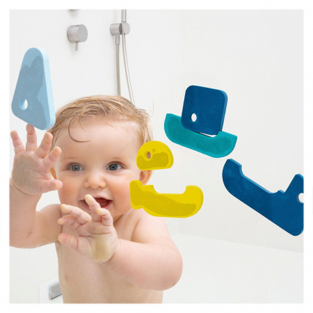 Puzzle de baie, set 8 piese, Barcute colorate, Quut Toys [2]