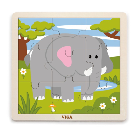 Puzzle din 9 piese mari - elefant [2]