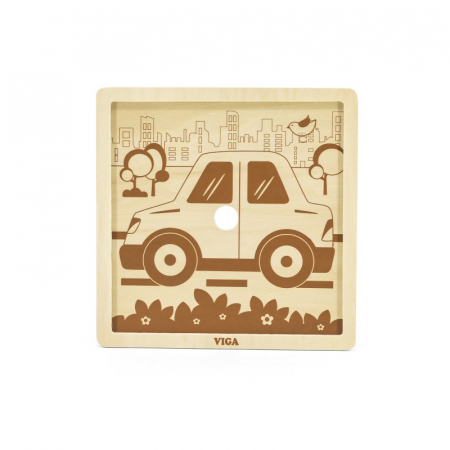 Jucarii Educative - Puzzle din 9 piese mari - masina, Viga