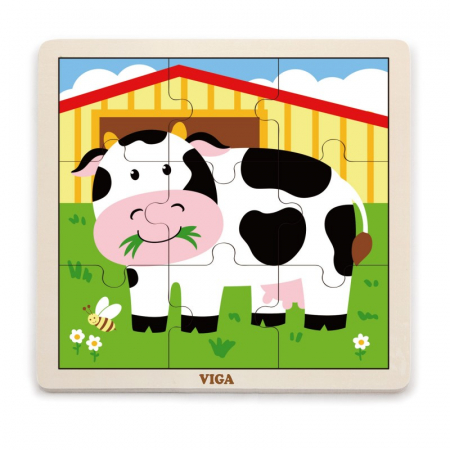 Puzzle din 9 piese mari - vaca, Viga [2]
