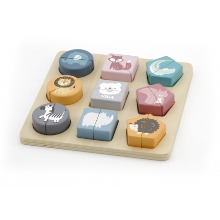 Puzzle din cuburi din lemn cu animale salbatice, PolarB Viga [2]