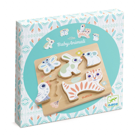 Puzzle - Puzzle din lemn BabyAnimali, Djeco