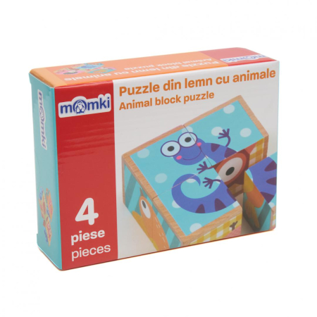PUZZLE DIN LEMN CU ANIMALE, 4 PIESE, MOMKI [3]