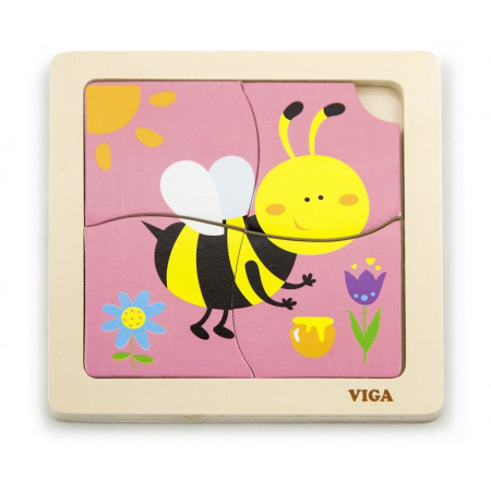 Puzzle din lemn din 4 piese mari - albina, Viga [2]