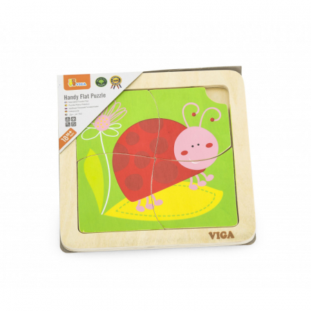 Puzzle din lemn din 4 piese mari, Buburuza, Viga [1]
