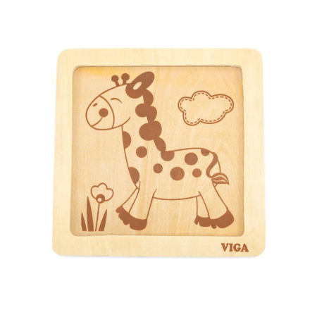 Puzzle din lemn din 4 piese mari - girafa [1]