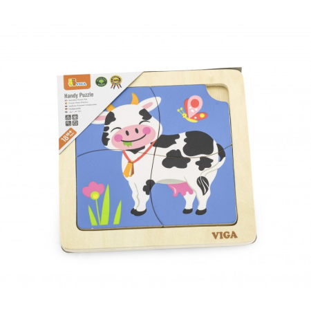 Puzzle din lemn din 4 piese mari - vaca [2]
