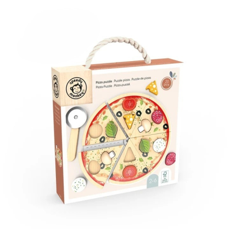 Noutati - Puzzle din lemn in forma de pizza, Speedy Monkey