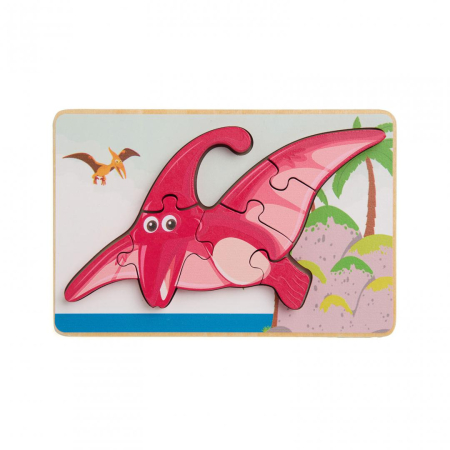 Puzzle - PUZZLE DIN LEMN PTERODACTIL, 8 PIESE, MOMKI