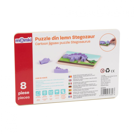 PUZZLE DIN LEMN STEGOZAUR, 8 PIESE, MOMKI [2]