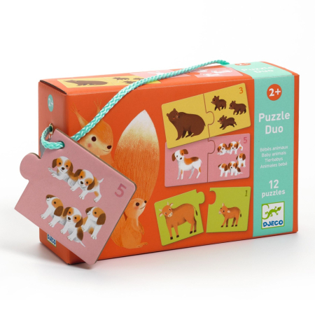 Puzzle - Puzzle duo asociere mama-pui, Djeco