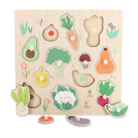 Puzzle - Puzzle incastrat din lemn - Legume din gradina