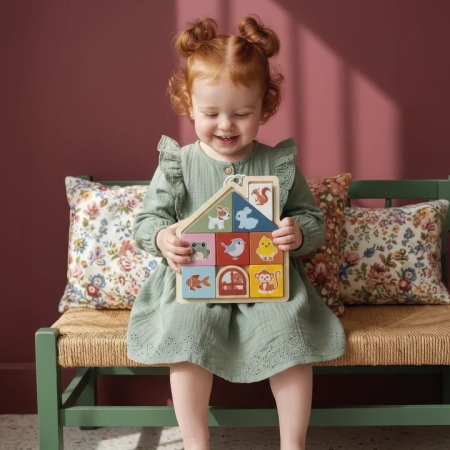 Puzzle magnetic din lemn Casuta, Speedy Monkey [3]