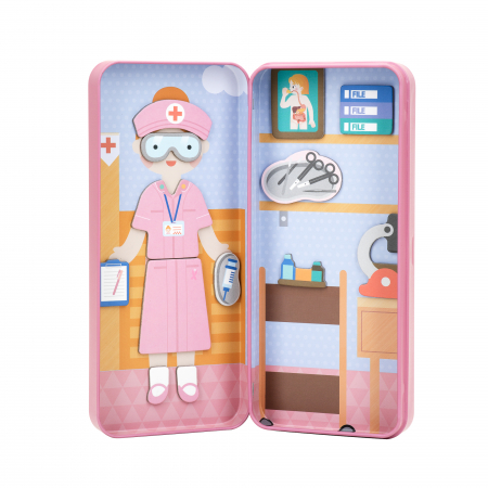 Puzzle magnetic in cutie metalica, joc de potrivire si asociere - Doctor [5]
