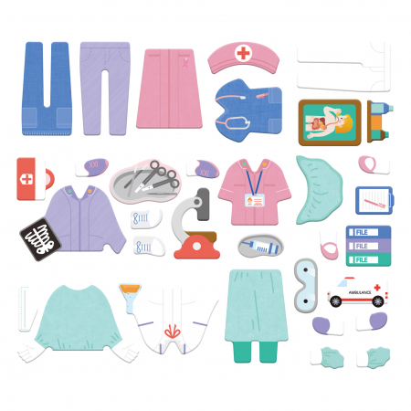 Puzzle magnetic in cutie metalica, joc de potrivire si asociere - Doctor [8]