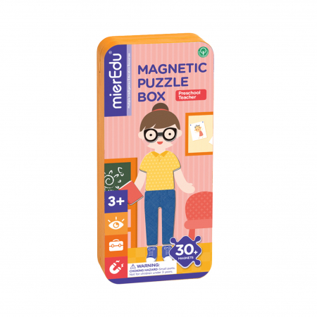 Jocuri educative - Puzzle magnetic in cutie metalica, joc de potrivire si asociere - Educatoare