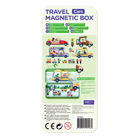 Puzzle magnetic in cutie metalica, joc de potrivire si asociere - Masini [4]