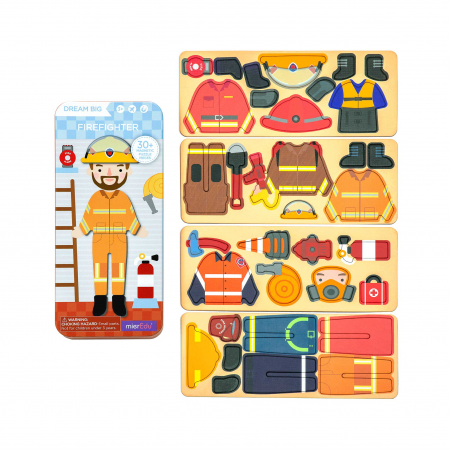 Puzzle magnetic in cutie metalica, joc de potrivire si asociere - Pompier [3]