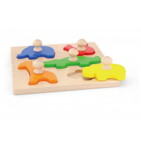 Jucarii Educative - Puzzle Montessori cu maner, Animale, Viga
