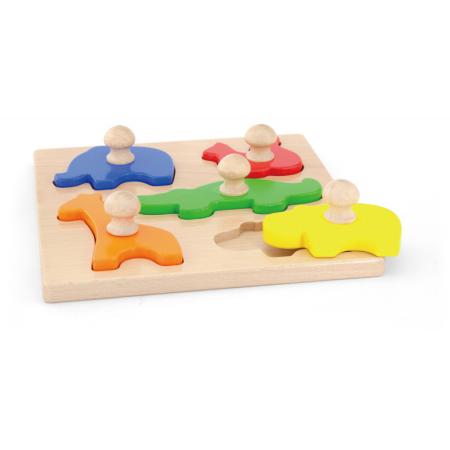 Puzzle - Puzzle Montessori cu maner, Animale, Viga