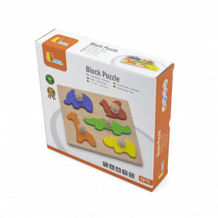 Puzzle Montessori cu maner, Animale, Viga [1]