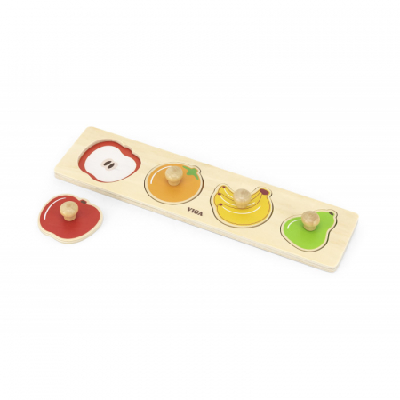 Jucarii Educative - Puzzle Montessori cu maner, Fructe, Viga