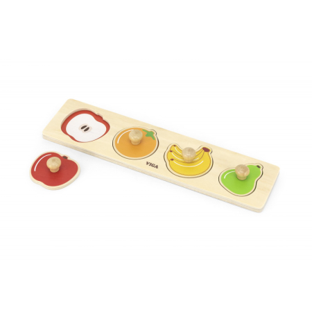 Puzzle - Puzzle Montessori cu maner, Fructe, Viga