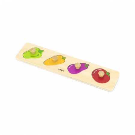 Jucarii Educative - Puzzle Montessori cu maner, Legume, Viga