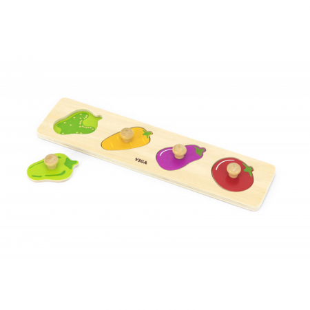 Puzzle Montessori cu maner, Legume, Viga [3]