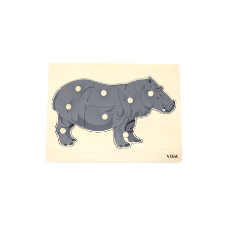 Puzzle Montessori, Hipopotam, Viga [3]