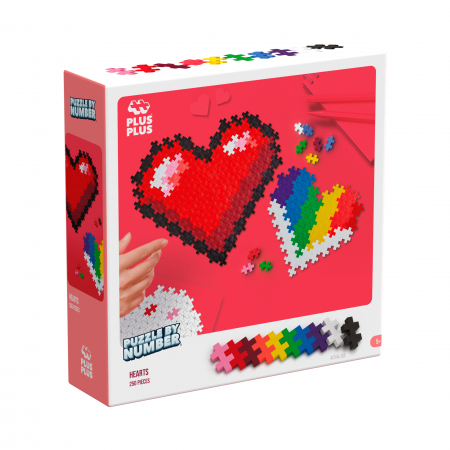 Cadouri copii Craciun - Puzzle pe numere Plus-Plus, 250 piese, Inimi