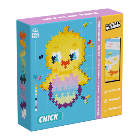 Cadouri copii Craciun - Puzzle pe numere Plus-Plus, 250 piese, Pui