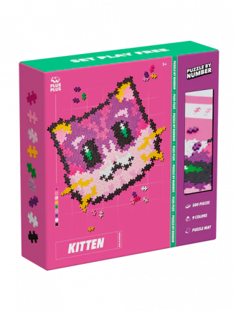 Cadouri copii Craciun - Puzzle pe numere Plus-Plus, 500 piese, Pisicuta