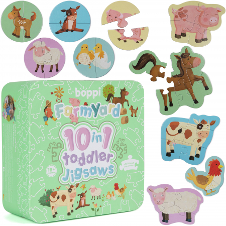 Cadouri Fete - Puzzle progresiv Toddler 10 in 1, Boppi - Ferma
