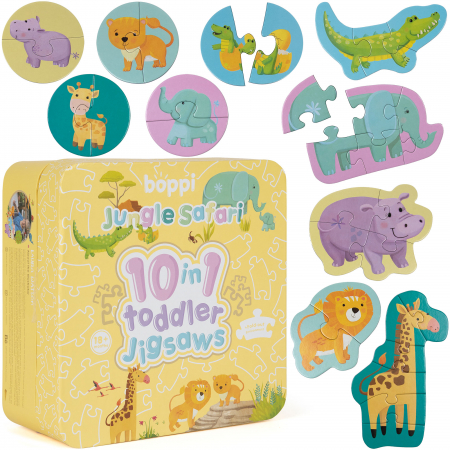 Cadouri Fete - Puzzle progresiv Toddler 10 in 1, Boppi - Jungla Safari