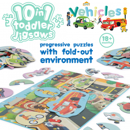 Puzzle progresiv Toddler 10 in 1, Boppi - Vehicule [6]