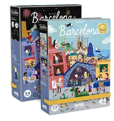 Jucarii 3-5 ani - Puzzle reversibil Londji, zi si noapte in Barcelona