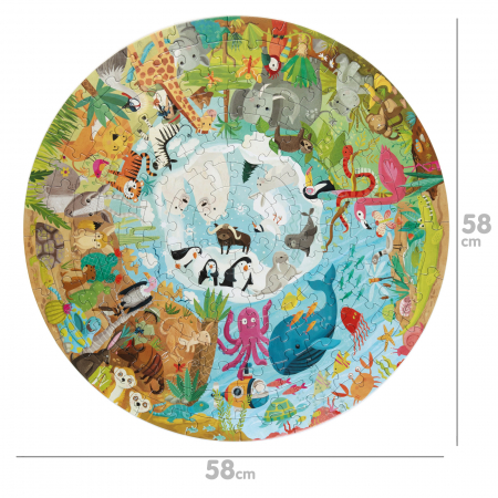 Puzzle rotund, 150 piese, Boppi - Animale din intreaga lume [2]
