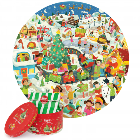 Jocuri educative - Puzzle rotund, 150 piese, Boppi - Craciun