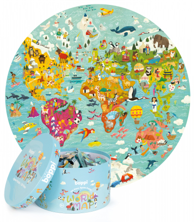Cadouri Fete - Puzzle rotund, 150 piese, Boppi - Harta Lumii