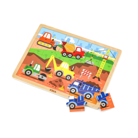 Puzzle - Puzzle Vehicule pentru constructii, 24 piese, Viga