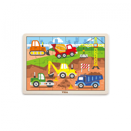 Jucarii Educative - Puzzle Vehicule pentru constructii, 24 piese, Viga