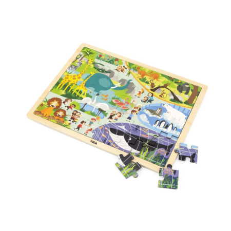 Puzzle - Puzzle Zoo, 48 de piese, Viga