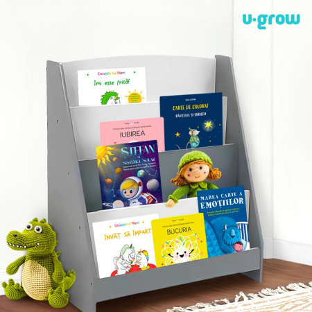 Raft depozitare carti, gri, MDF, U-Grow [2]