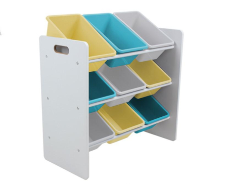 Depozitare - Raft depozitare jucarii cu 9 cosuri blue/galben, U-Grow