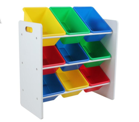 Depozitare - Raft depozitare jucarii cu 9 cosuri multicolore, U-Grow