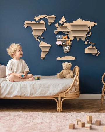 Raft din lemn Harta lumii cu 6 animale africane, Speedy Monkey [3]