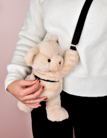 Ursulet din plus - geanta crossbody adorabila, 30 cm, Crem [2]